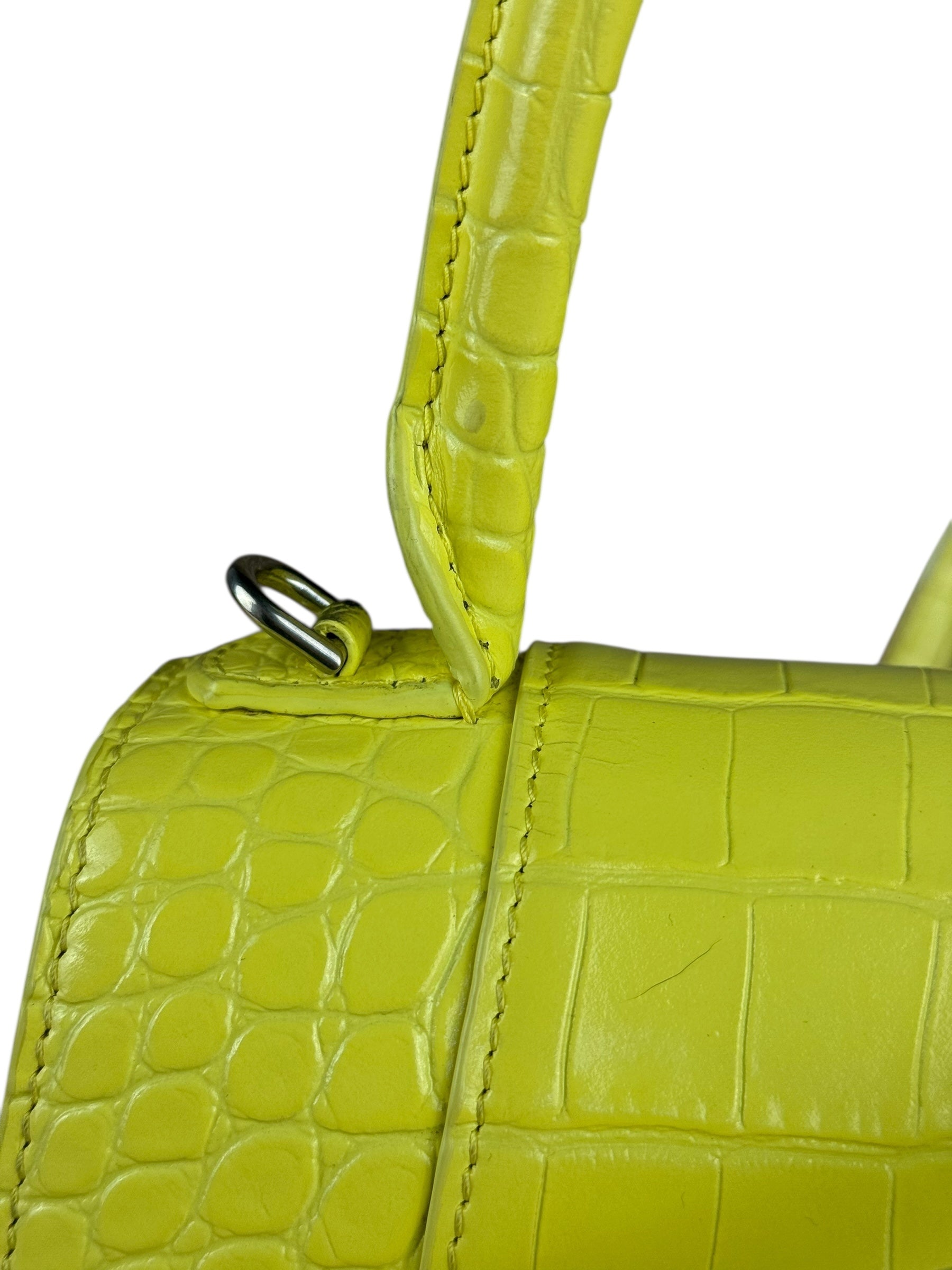 Balenciaga Small Yellow Croc Hourglass 2Way