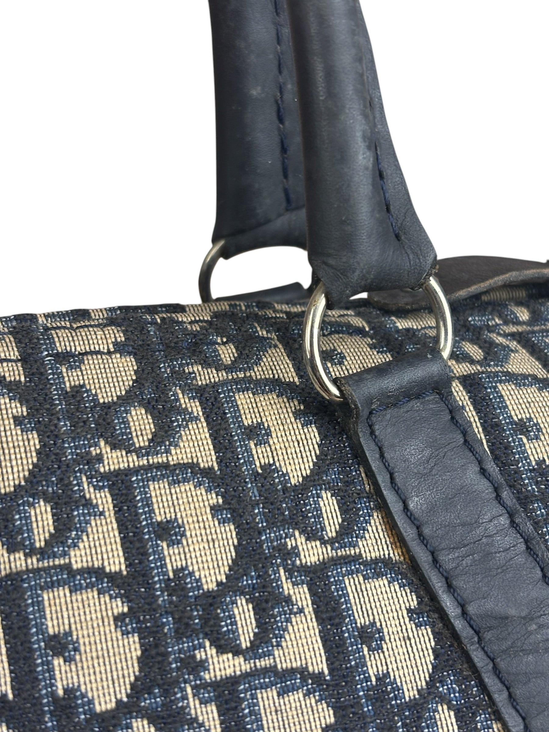 Christian Dior Vintage Blue Oblique Trotter Boston Bag
