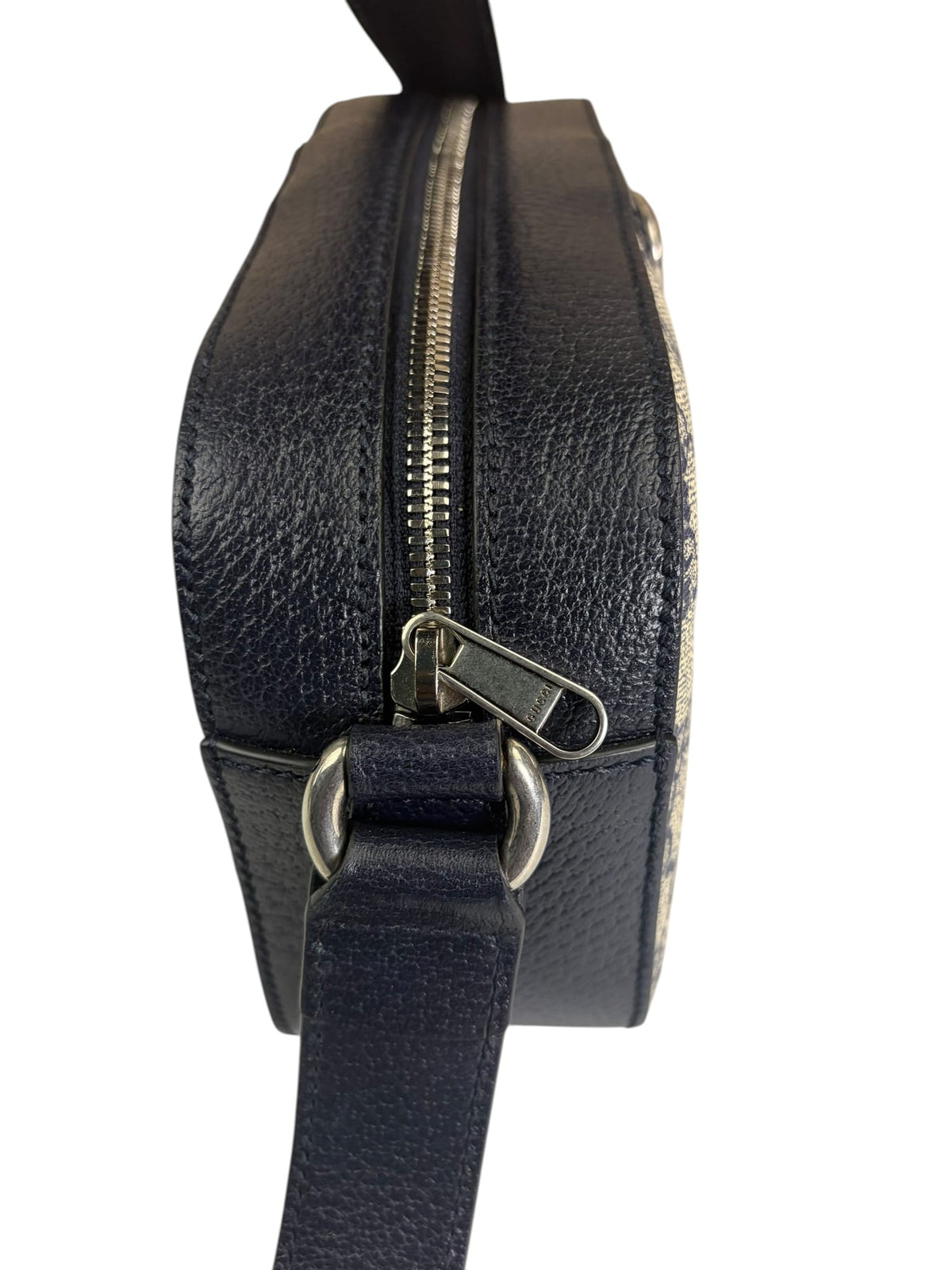 Gucci Navy/Beige Leather GG Supreme Small Ophidia Camera Bag