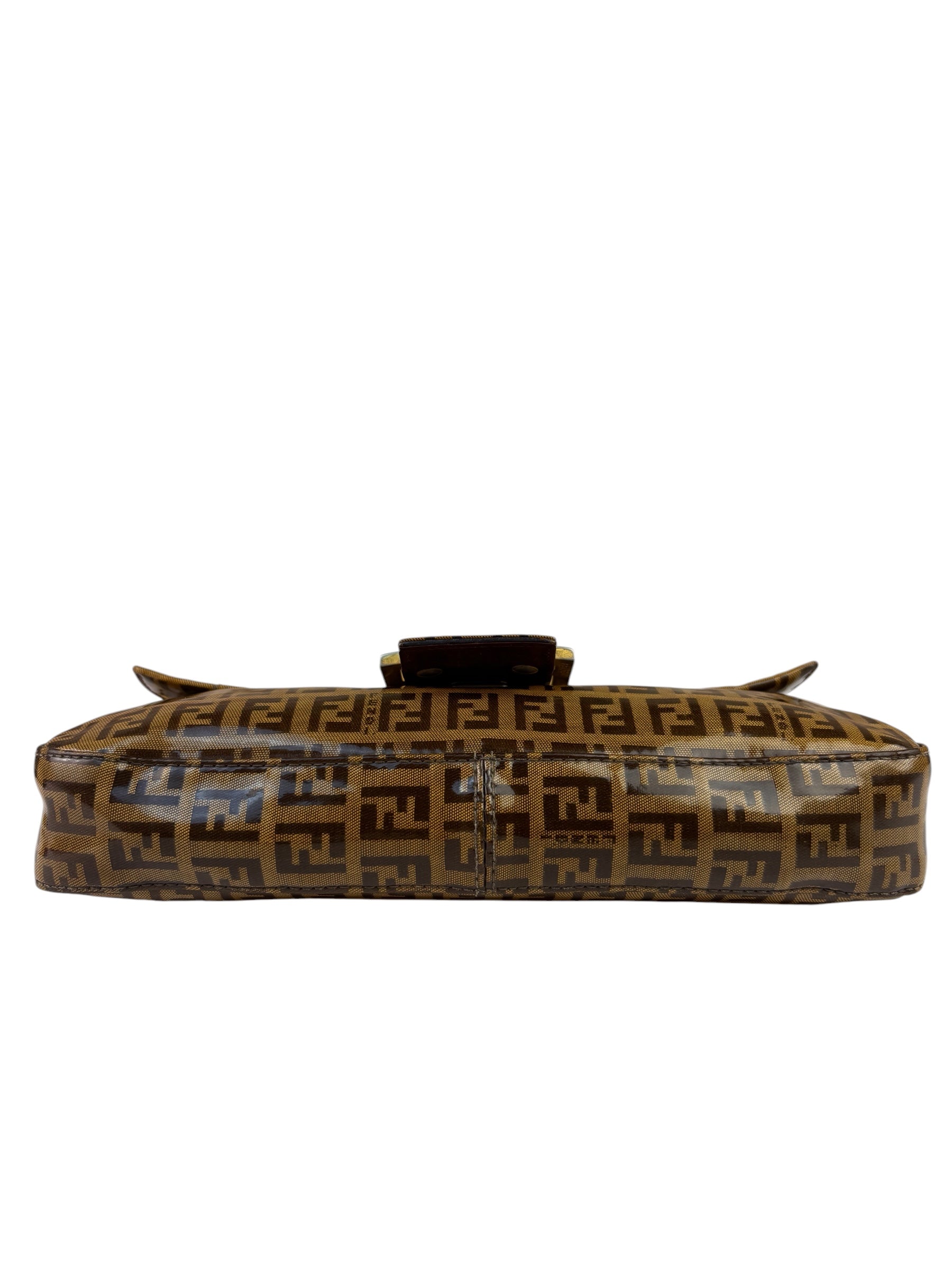 Fendi Brown PVC/Leather Trim Zucca Baguette