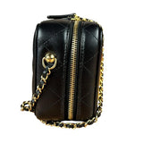 Chanel Mini Golden Plate Quilted Vanity Bag