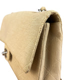Chanel Vintage Beige Jersey Quilted Classic Flap Bag