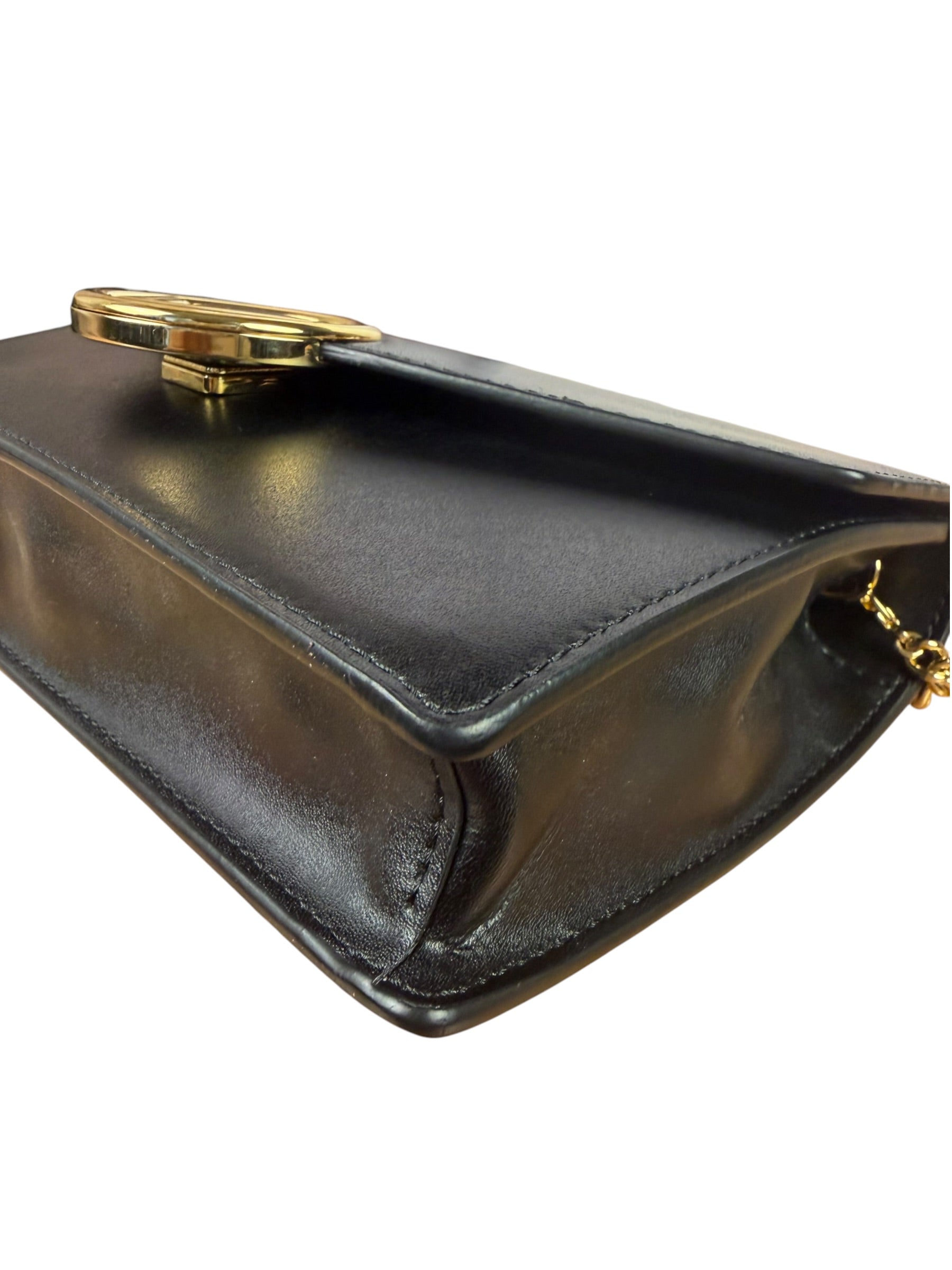 Fendi Black Leather Envelope Wallet On Chain