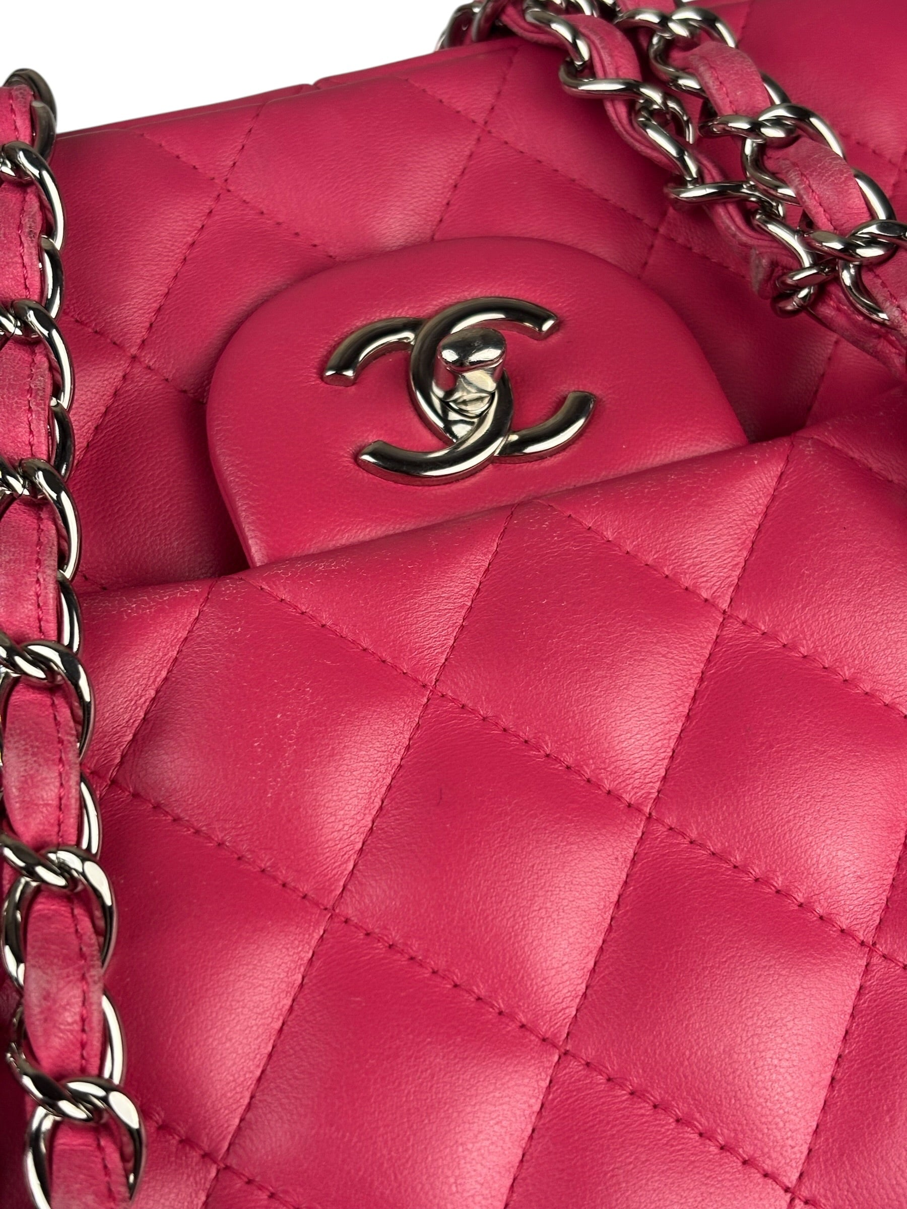 Chanel Pink Quilted Lambskin Jumbo Double Flap Bag 2014
