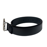 Balenciaga Black Leather BB Buckle Belt