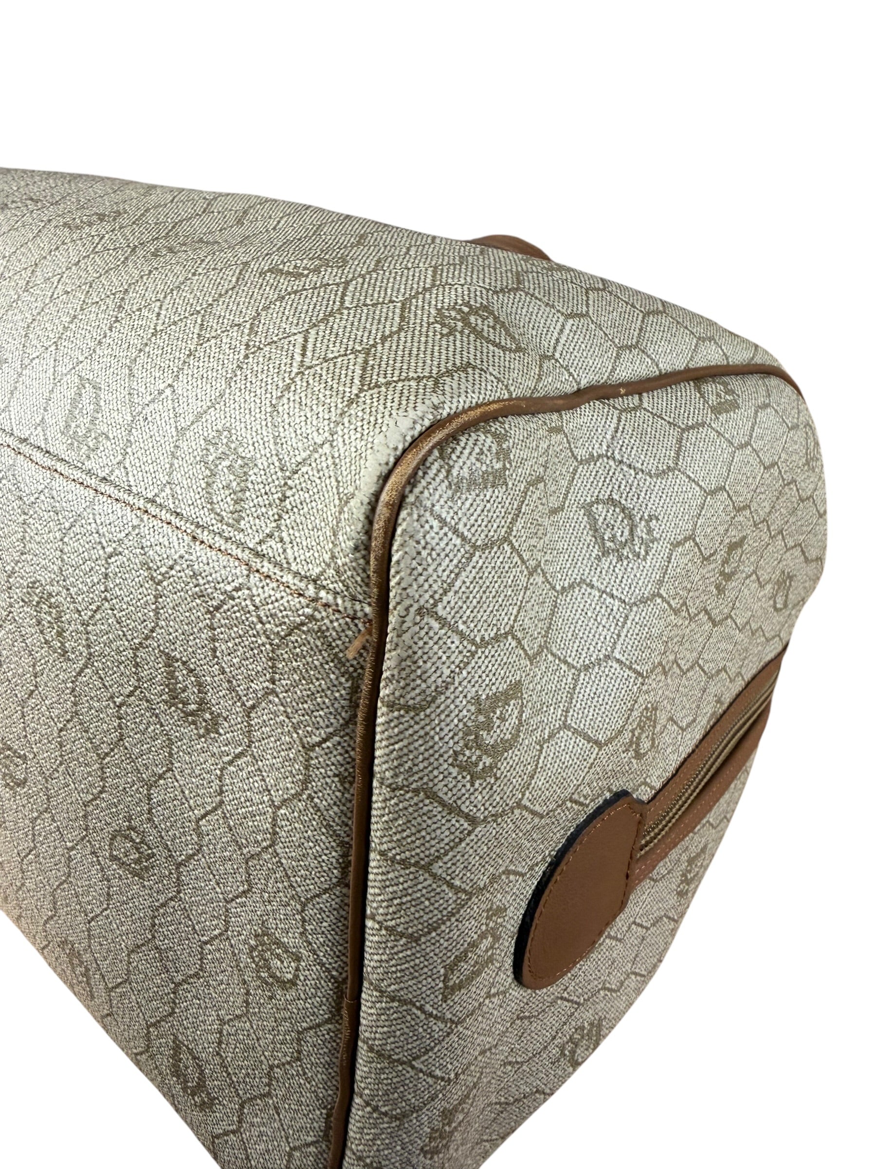 Christian Dior Vintage Beige Honeycomb Boston Bag