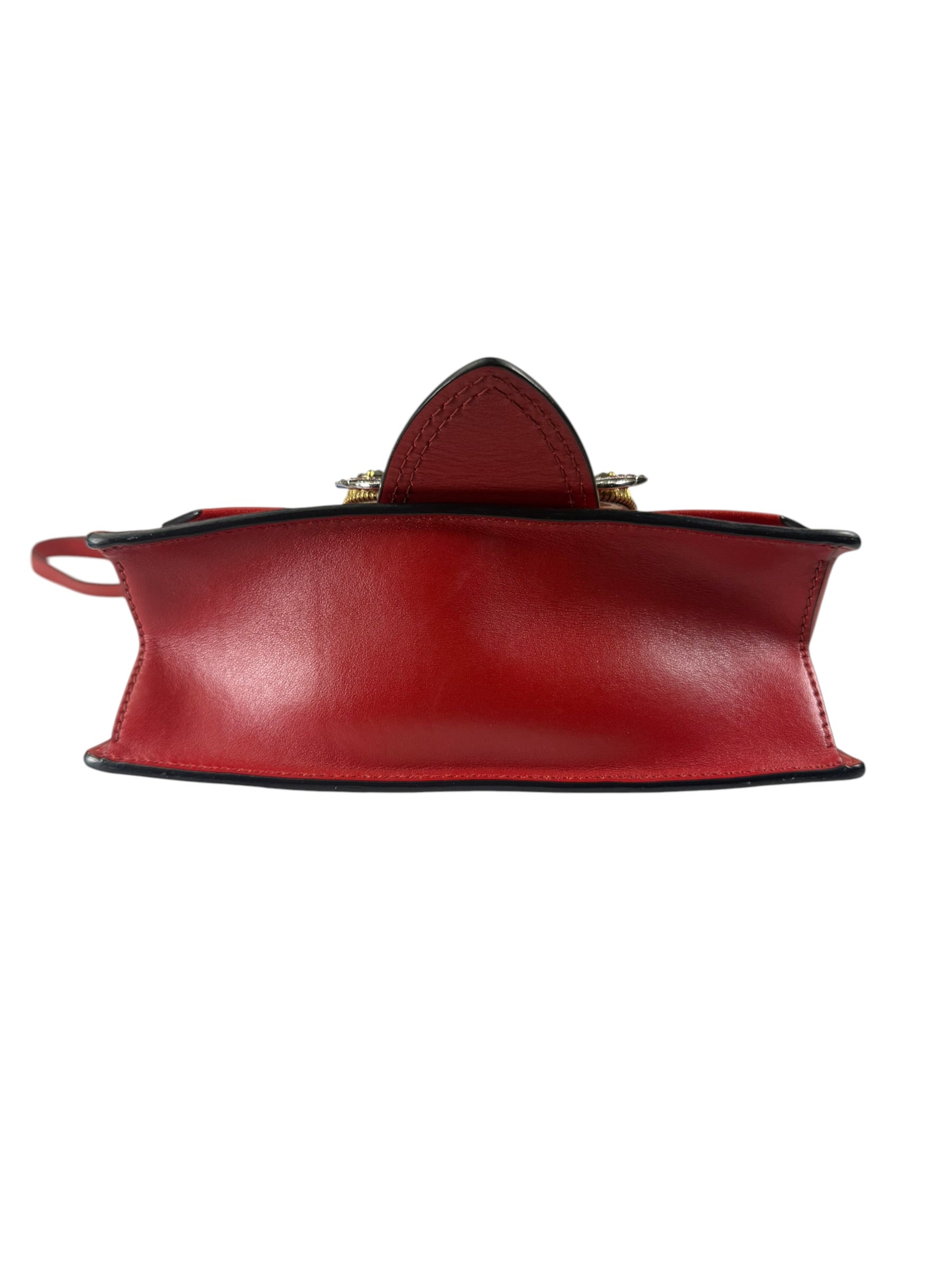 Miu Miu Red Leather Lady Jeweled Flap Bag