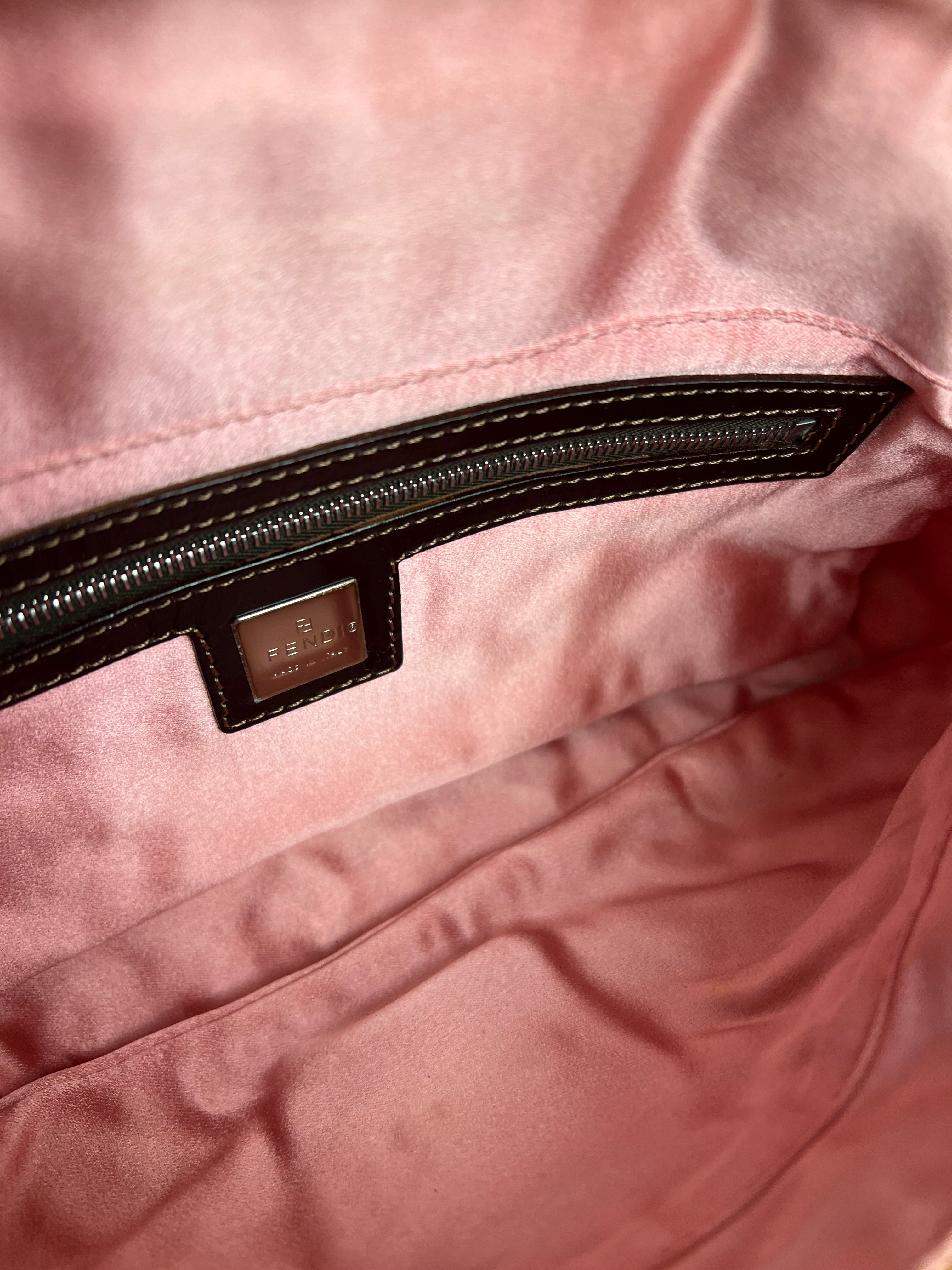 Fendi Canvas Baguette Dark Brown Beaded