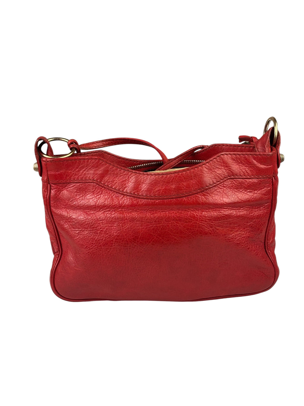 Balenciaga Red Lambskin Motor Cycle Crossbody Bag