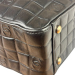 Chanel Vintage Black Leather Chocolate Bar Tote Bag 1992