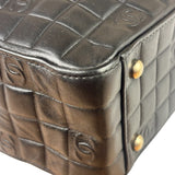 Chanel Vintage Black Leather Chocolate Bar Tote Bag 1992