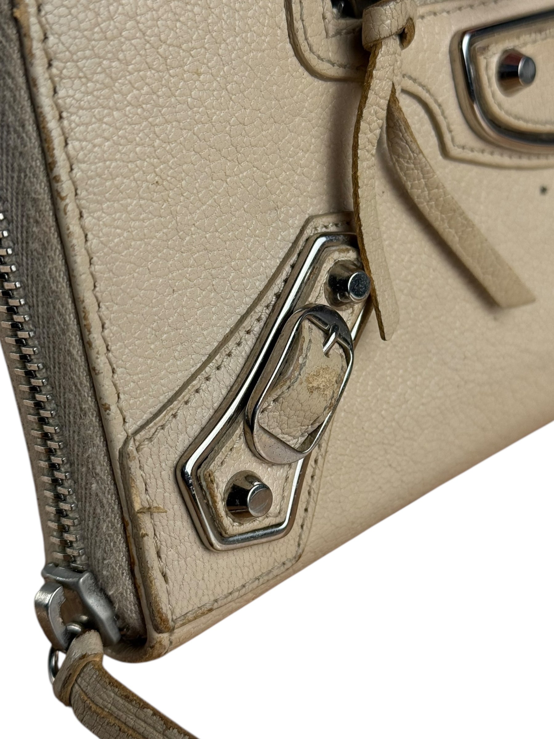 Balenciaga Beige Moto Zippy Wallet