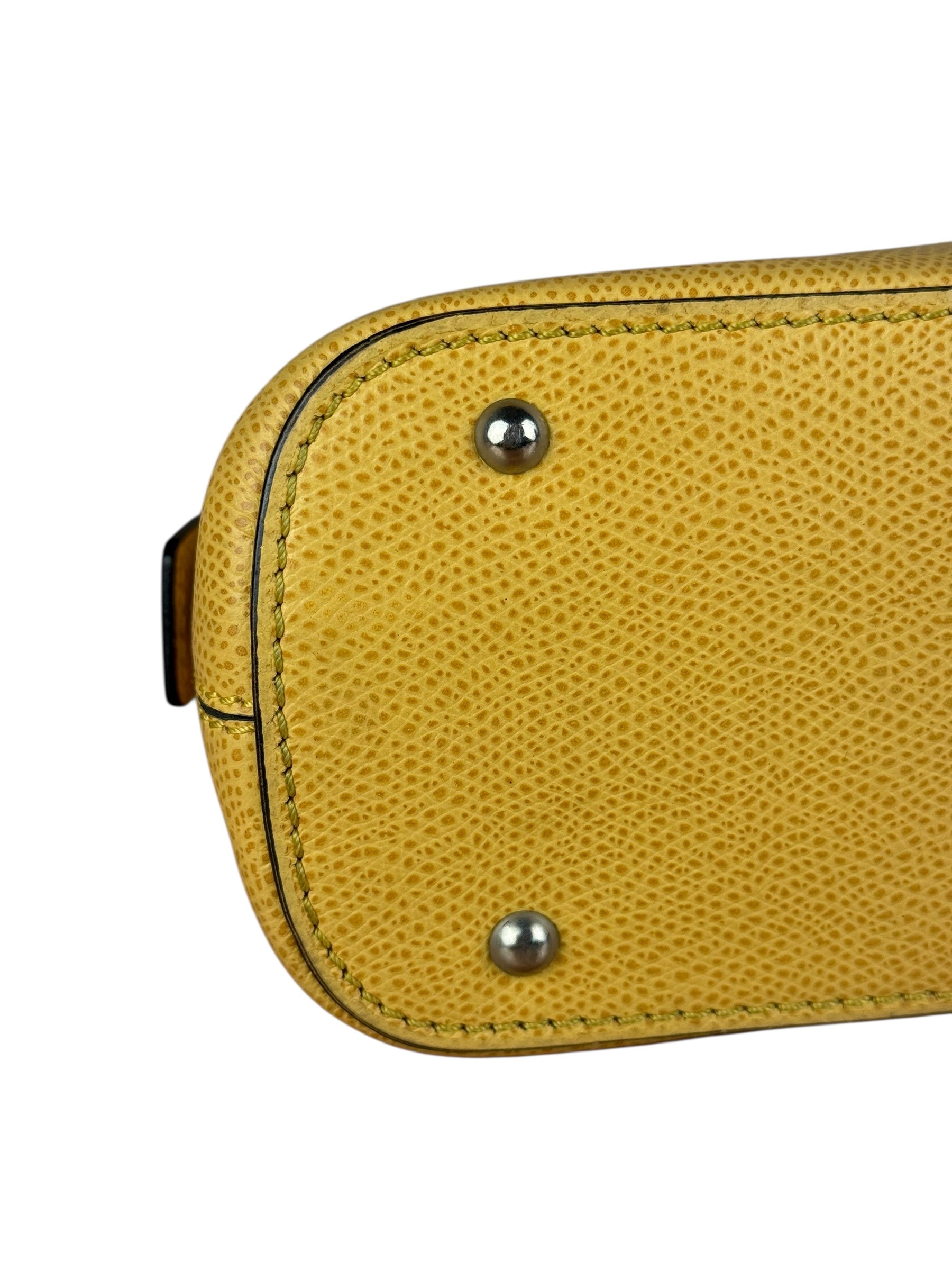 Celine Yellow Leather Dome 2Way Handbag