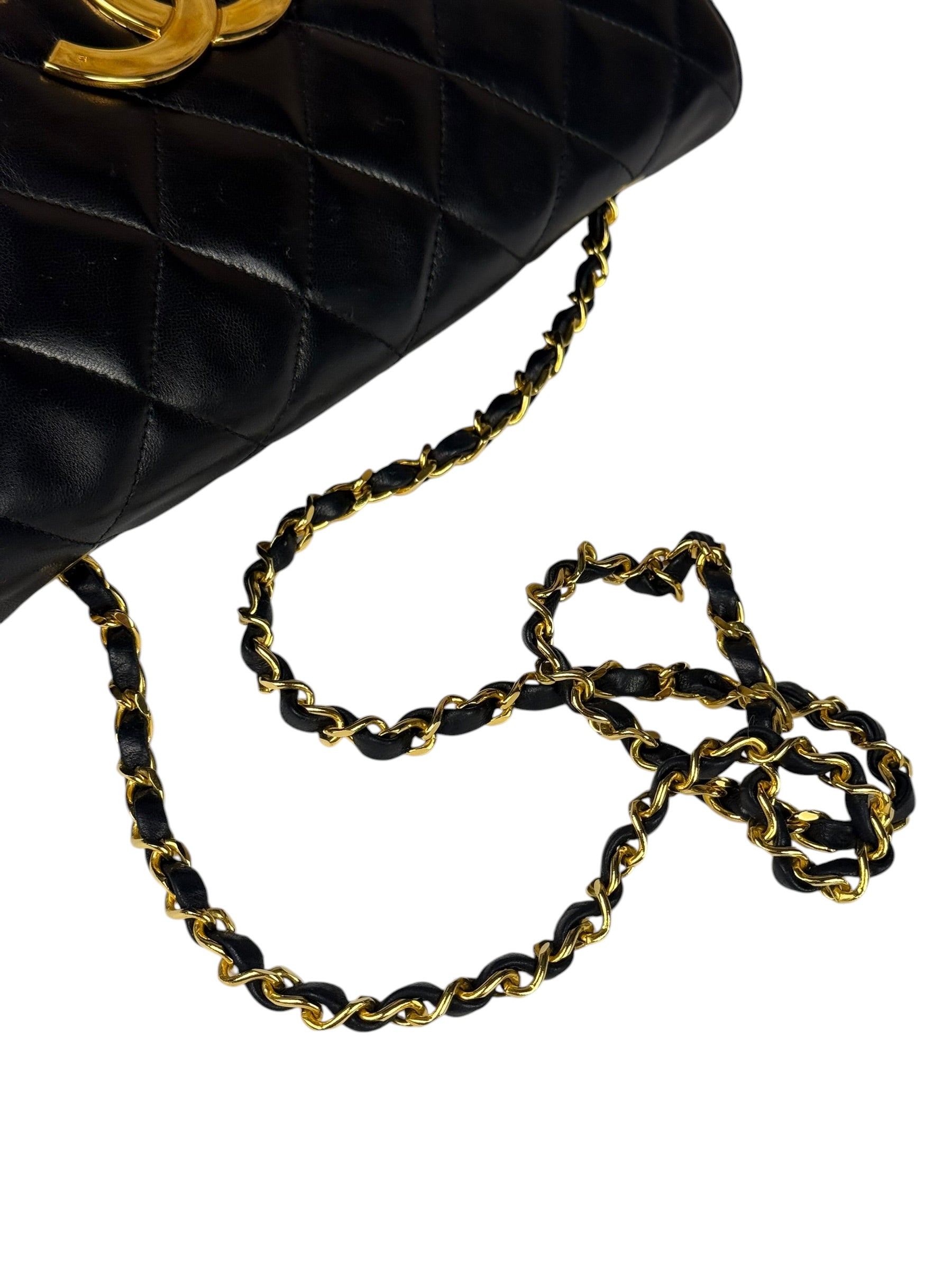 Chanel Black Quilted Leather Envelope Flap Bag Early 90's