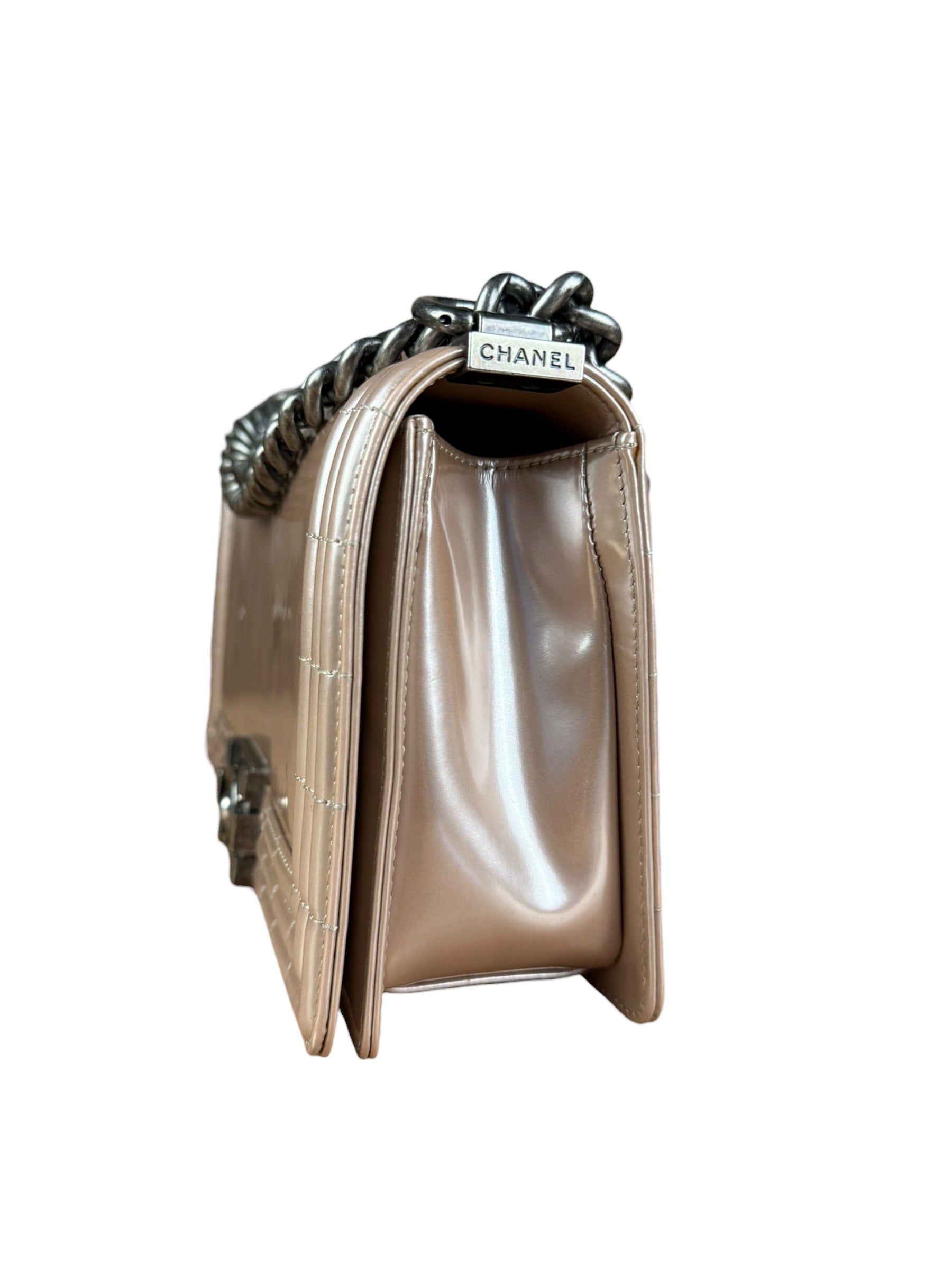 Chanel Pink Glazed Calfskin M Boy Bag 2012