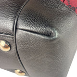 Gucci Red/Black Leather Trim GG Full Moon Tote