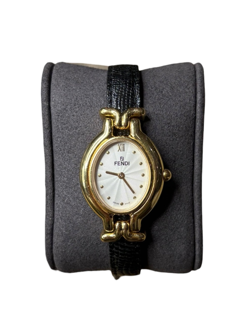 Fendi Oval Silver Dial Gold Plated Interchangeable Bands