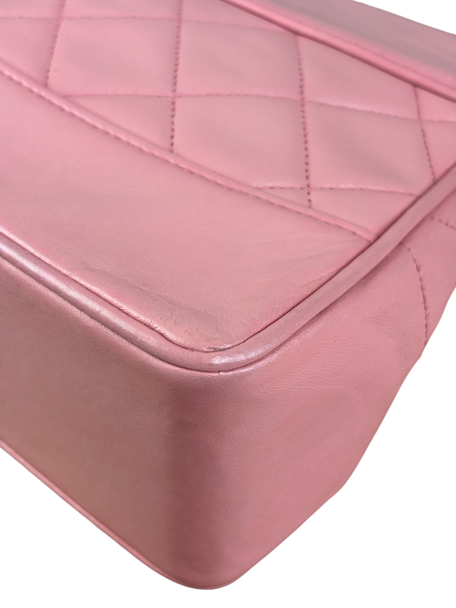 Chanel Vintage Pink Quilted Leather Trapezoid Flap Bag