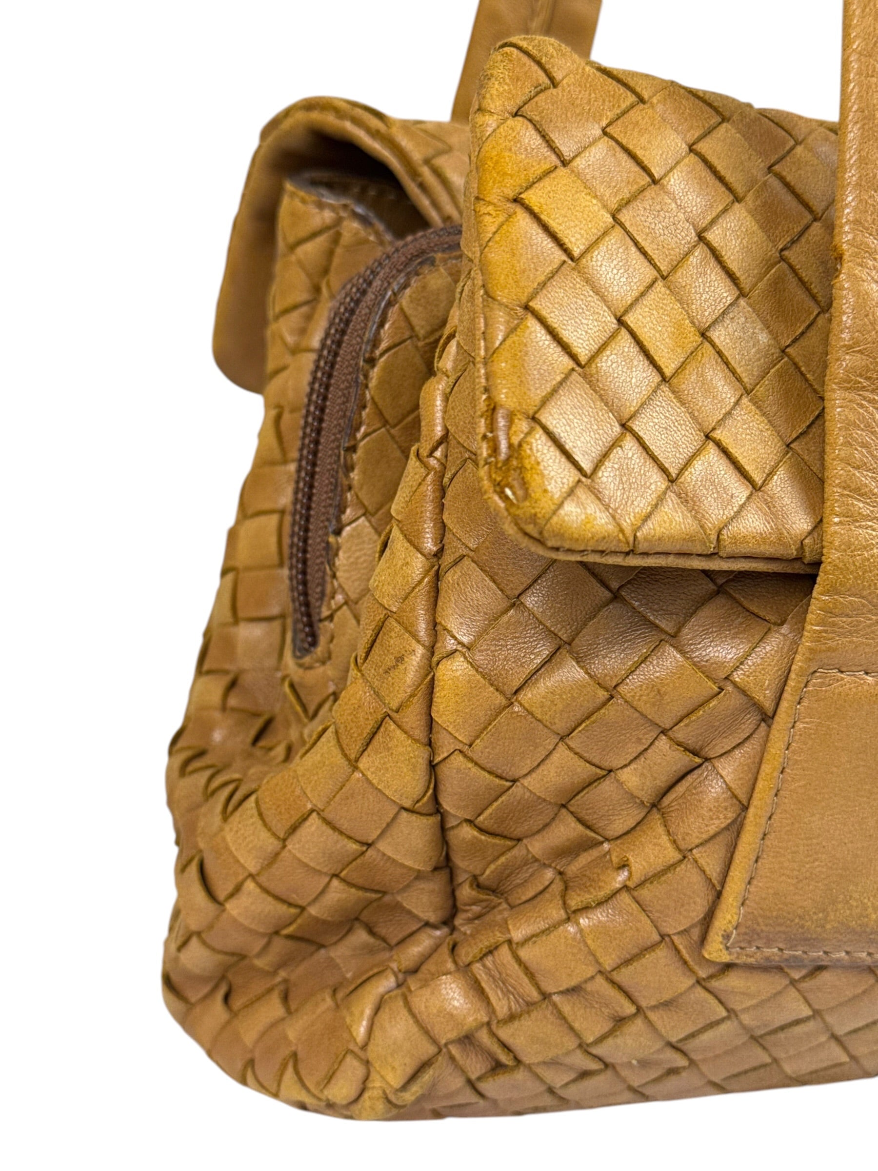 Bottega Veneta Tan Brown Intrecciato Shoulder Bag
