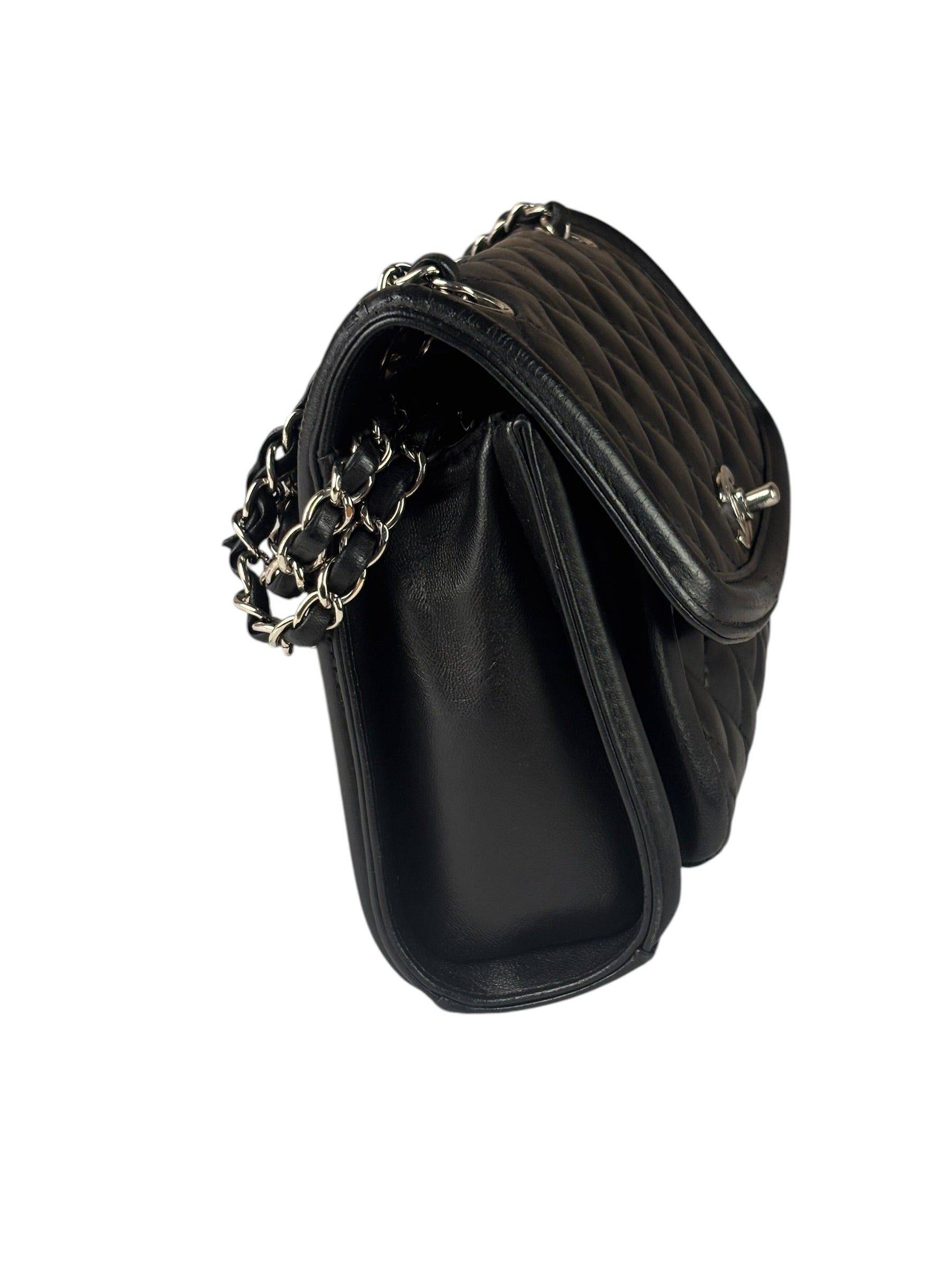 Chanel Black Quilted Leather Geometric Chain Flap Bag 2014