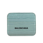 Balenciaga Blue Croc Embossed Cardholder