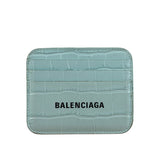 Balenciaga Blue Croc Embossed Cardholder