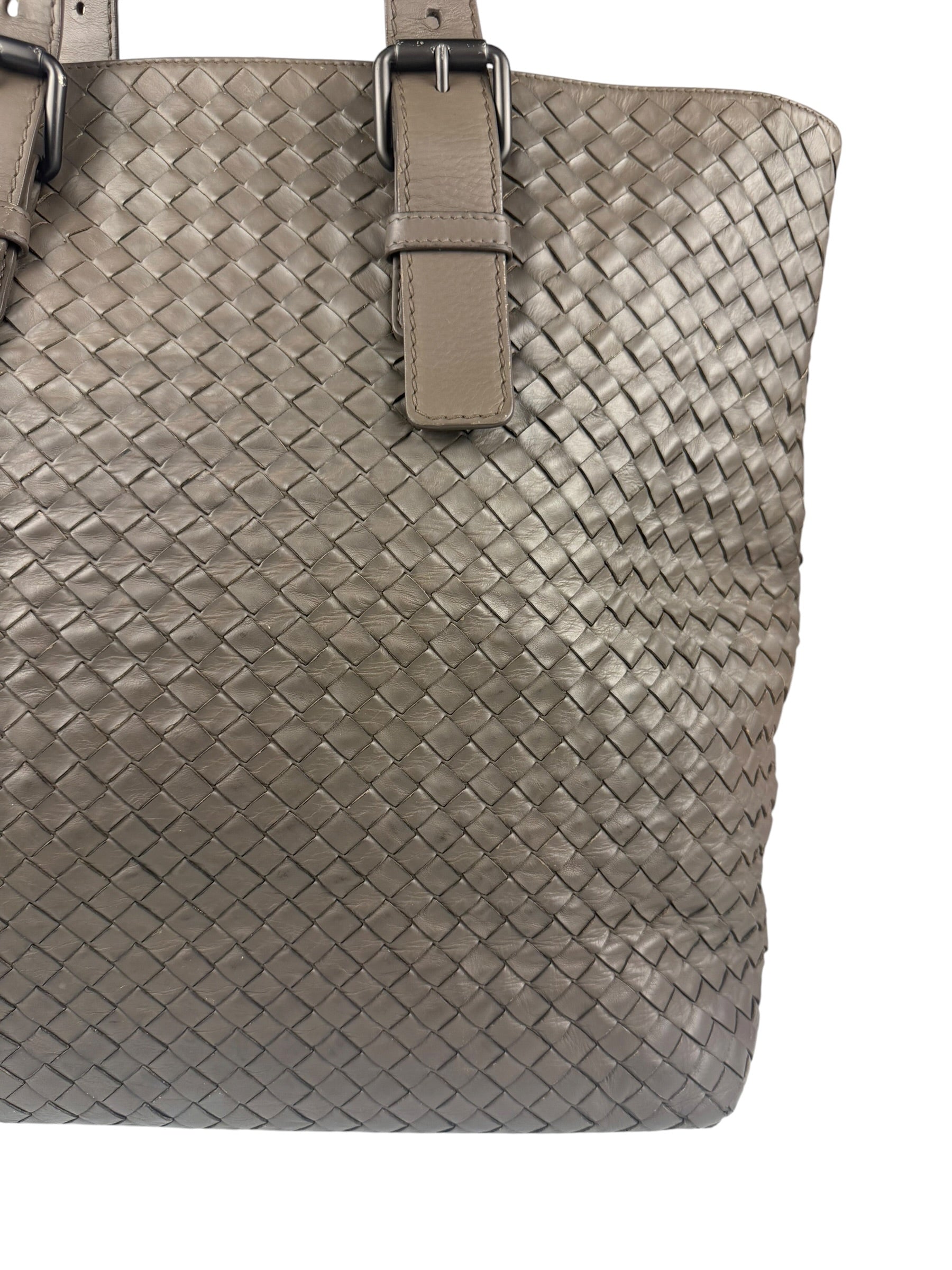 Bottega Veneta Gray Nappa Leather Intrecciato Tote Bag