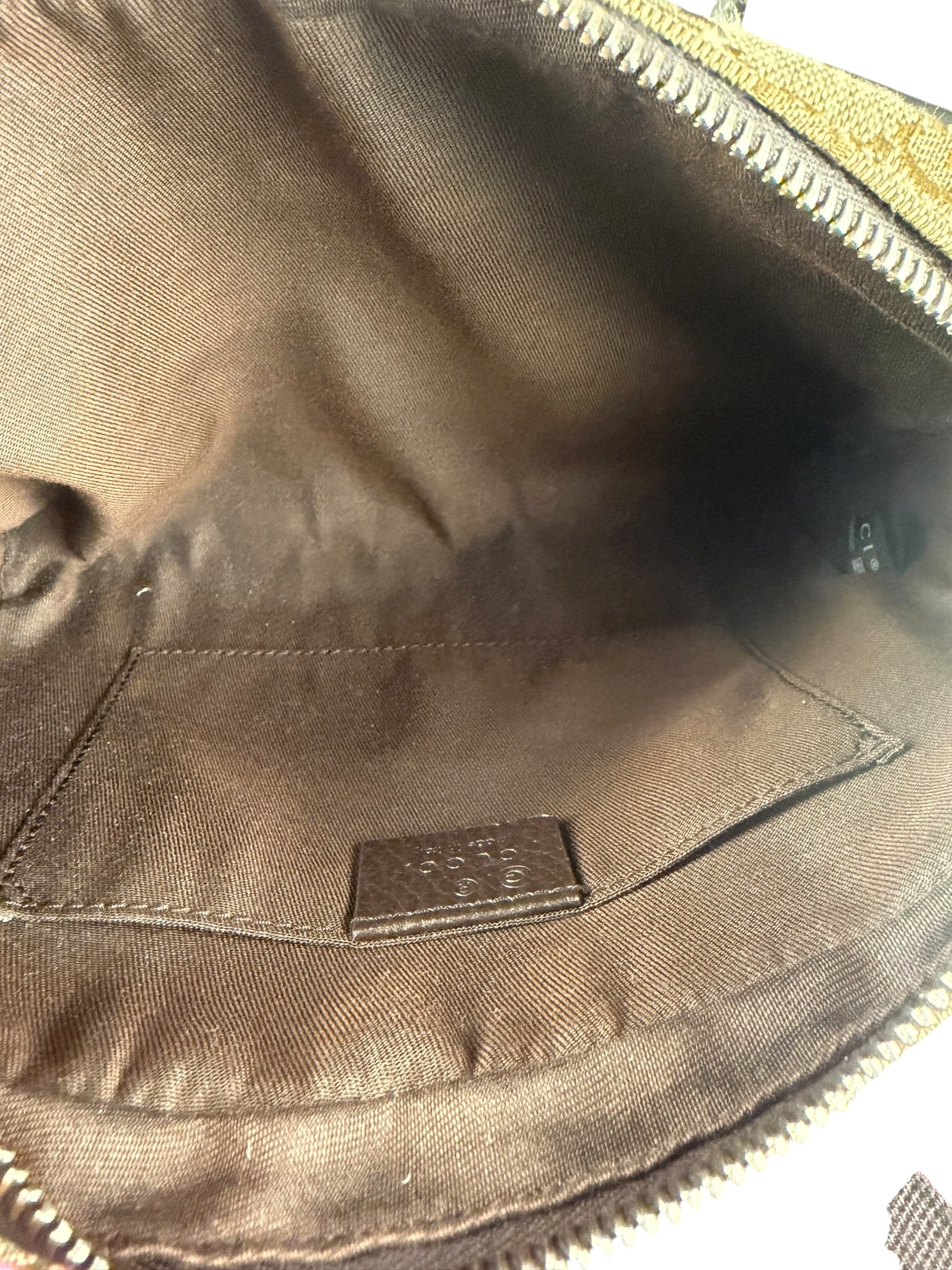 Gucci Brown Leather Trim GG Canvas Belt Bag