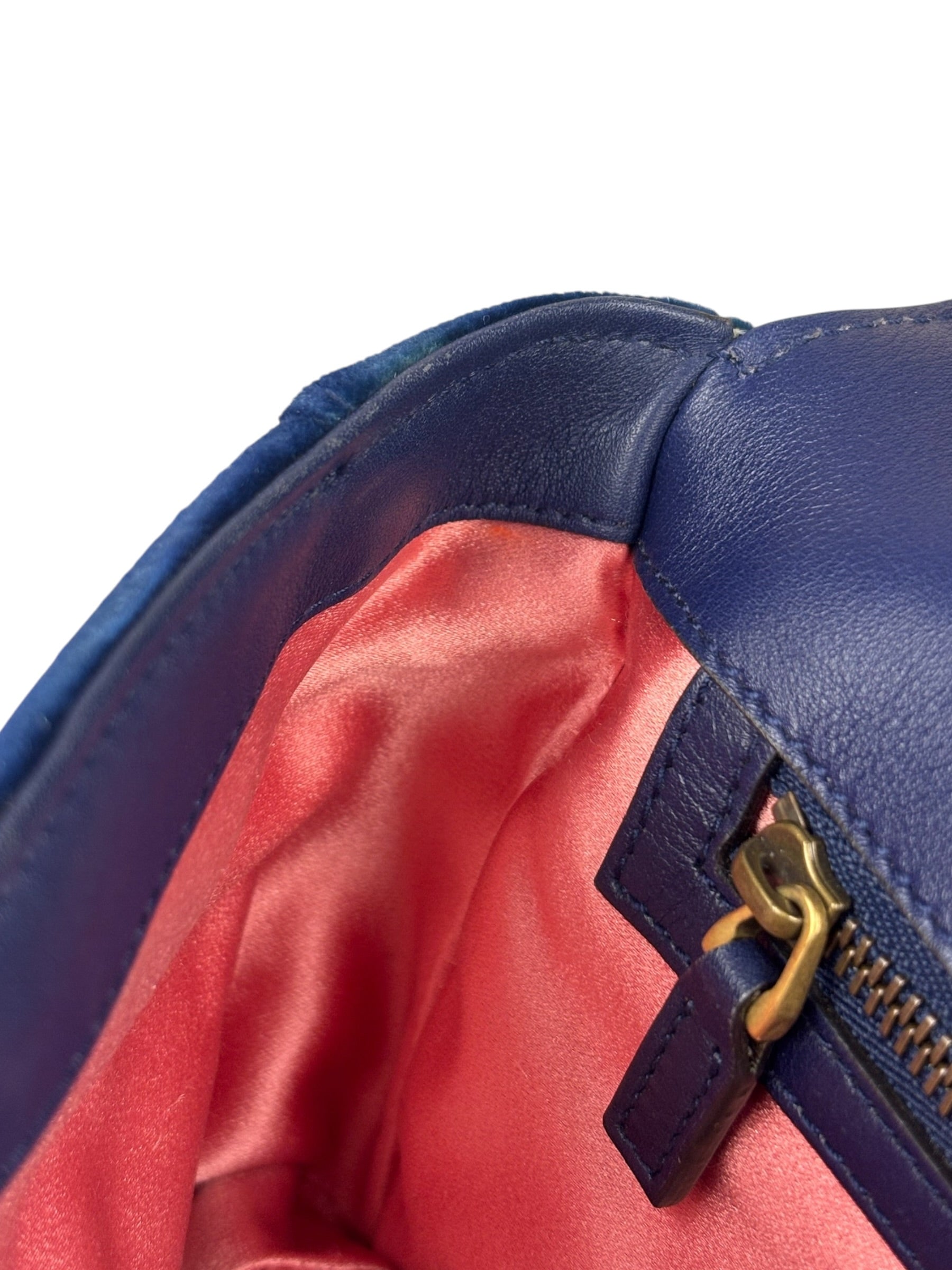 Gucci GG Blue Velvet Marmont Chain Shoulder Bag