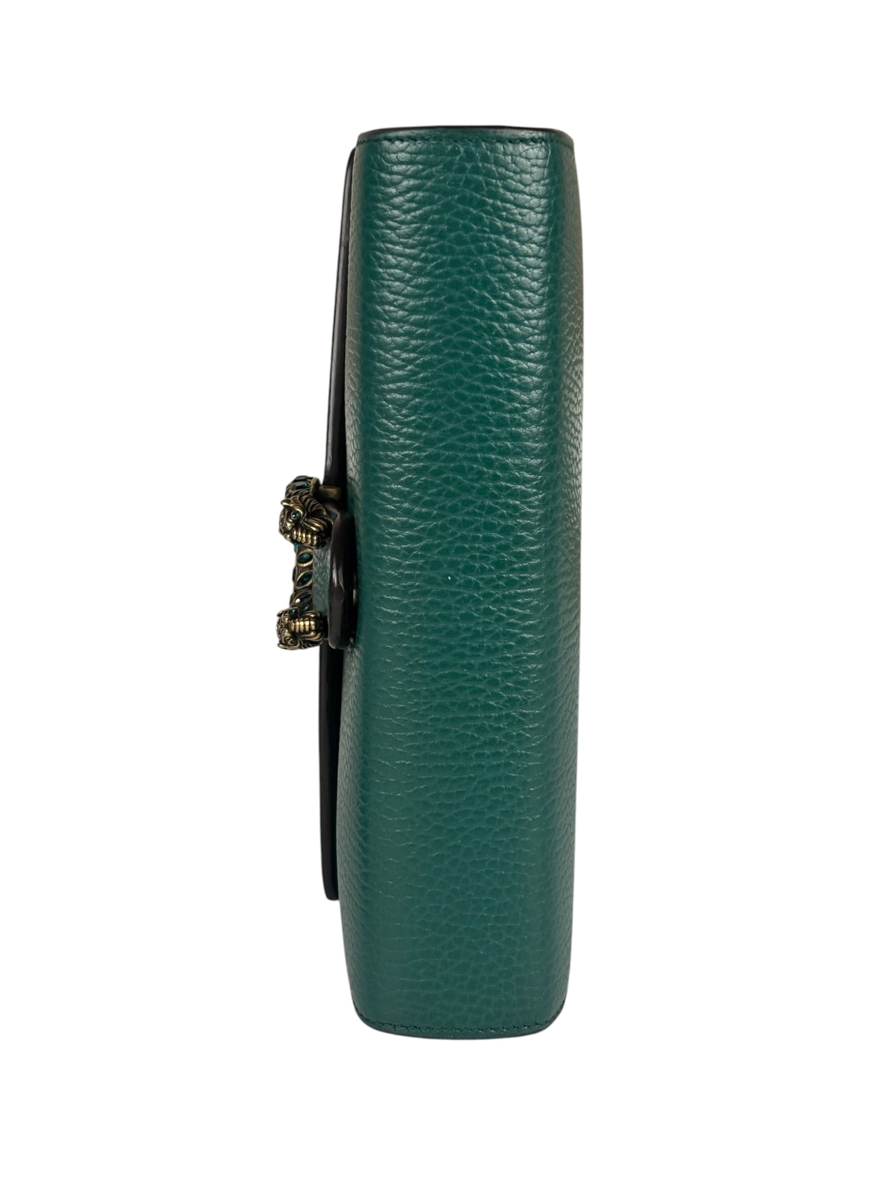 Gucci Green Leather Crystal Embellished Dionysus Chain Bag