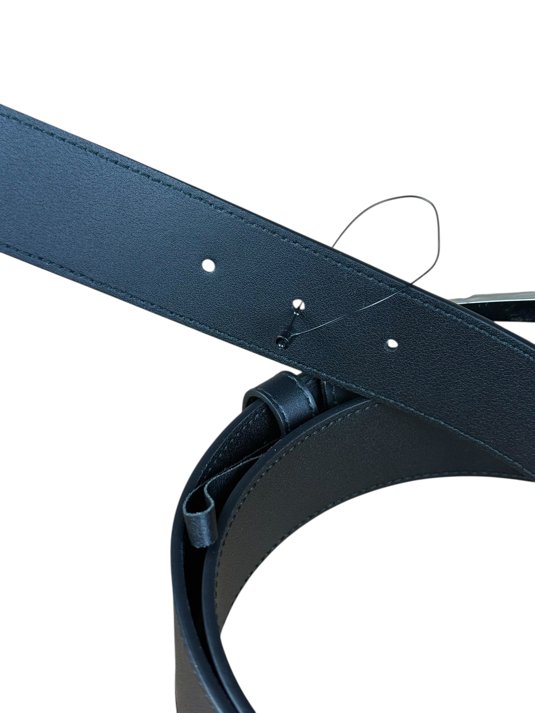 Gucci Black Leather Crystal Logo Belt