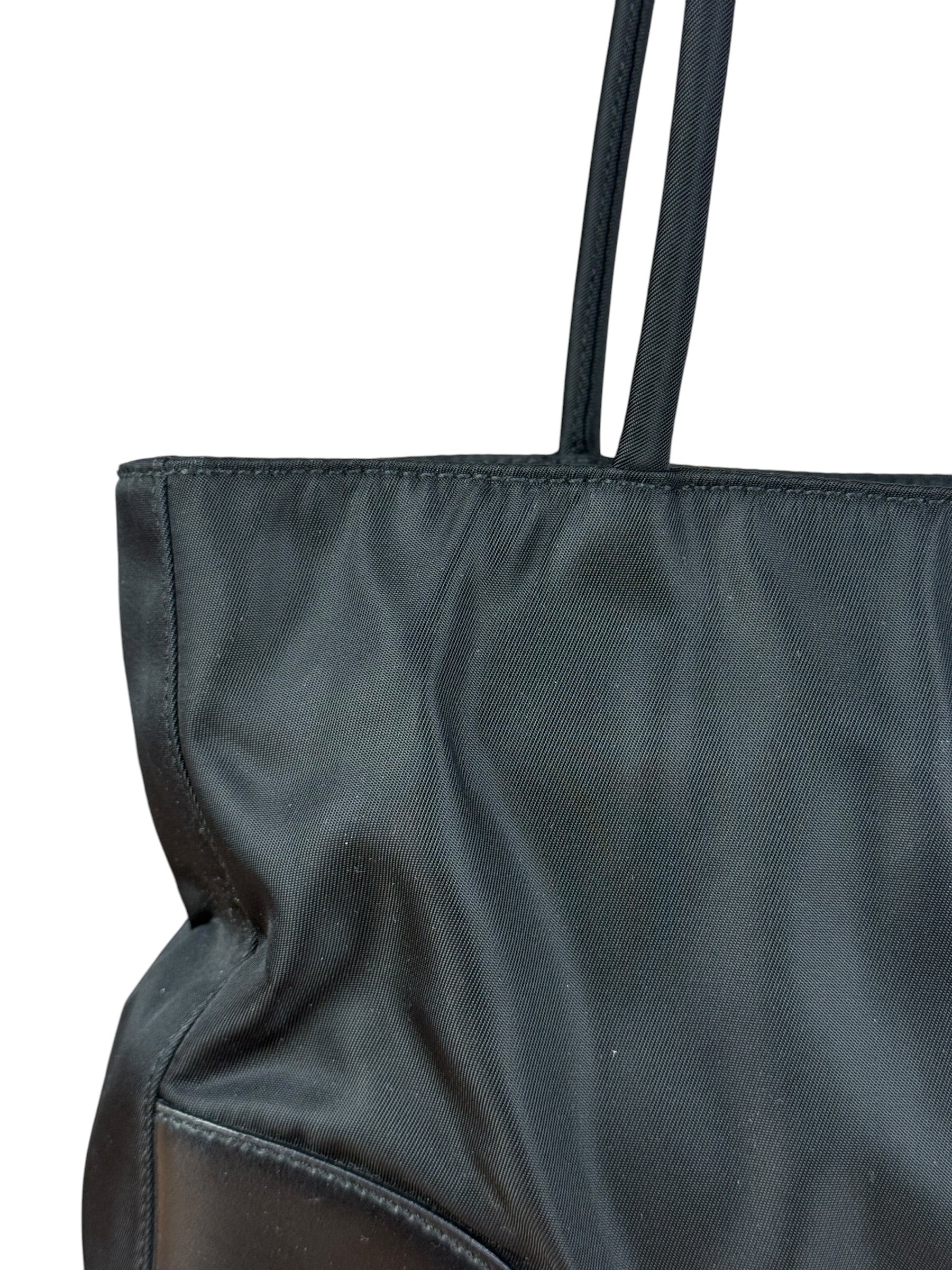Prada Vintage Black Nylon Zip Shoulder Bag