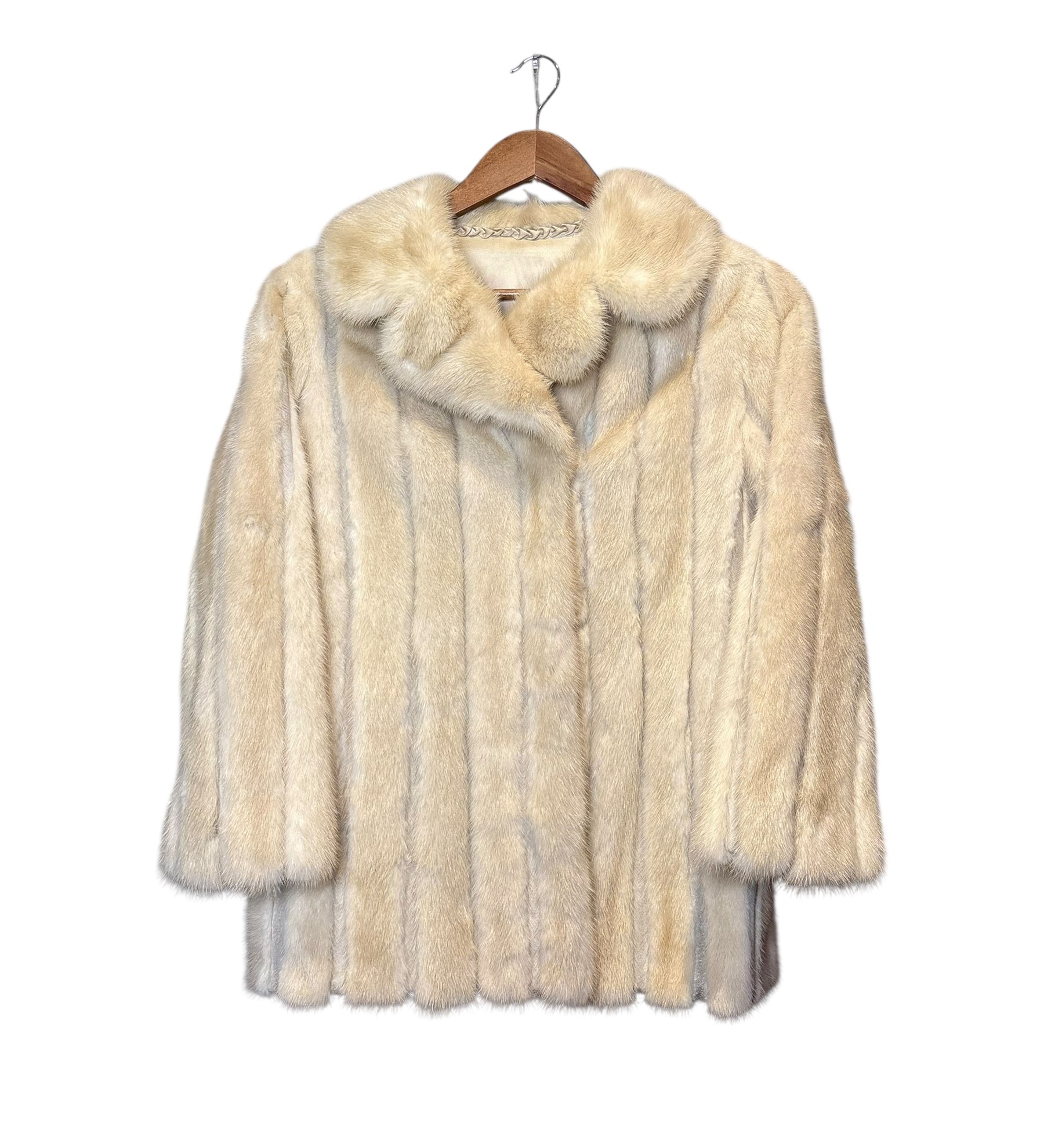 Vintage Ivory Stripped Mink Fur Coat