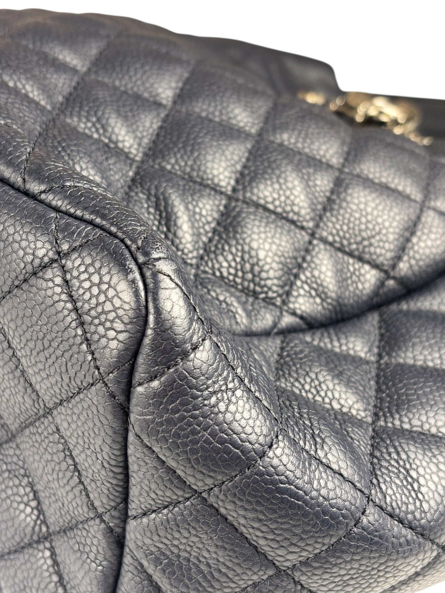 Chanel Navy Blue Leather Drawstring Bucket Two-Way Bag 2018