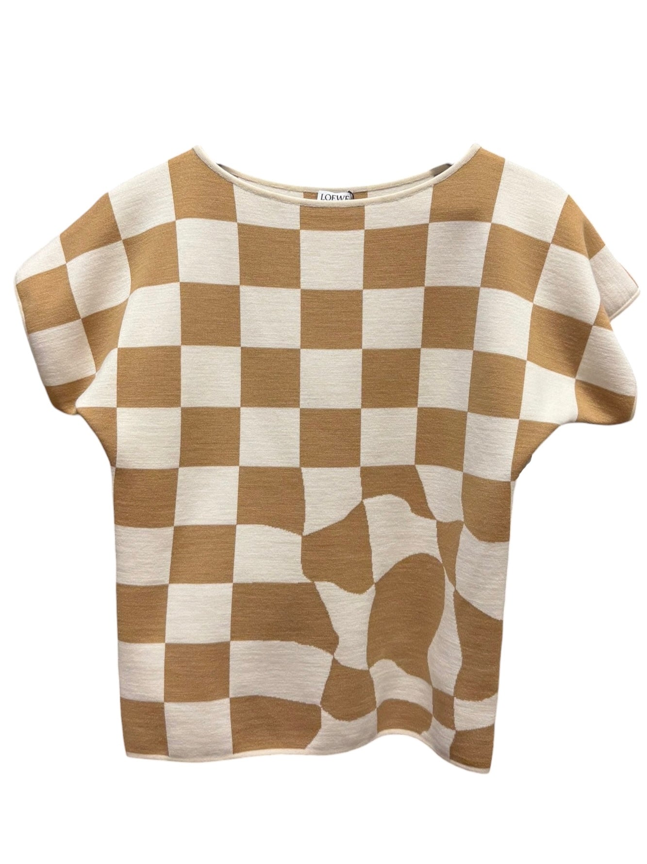 Loewe Wool Checkered Brown/Ivory Top