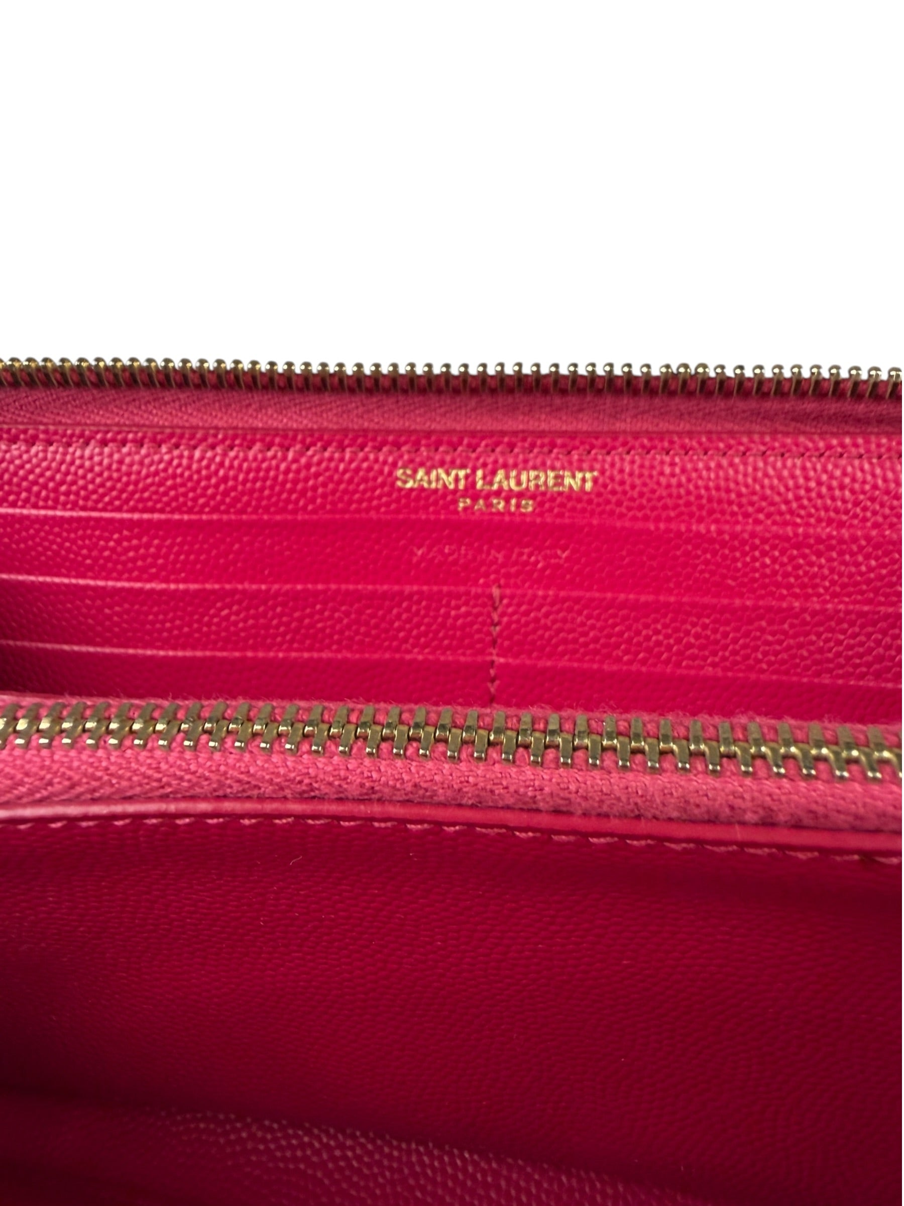 Yves Saint Laurent Pink Leather Zip Around Long Wallet
