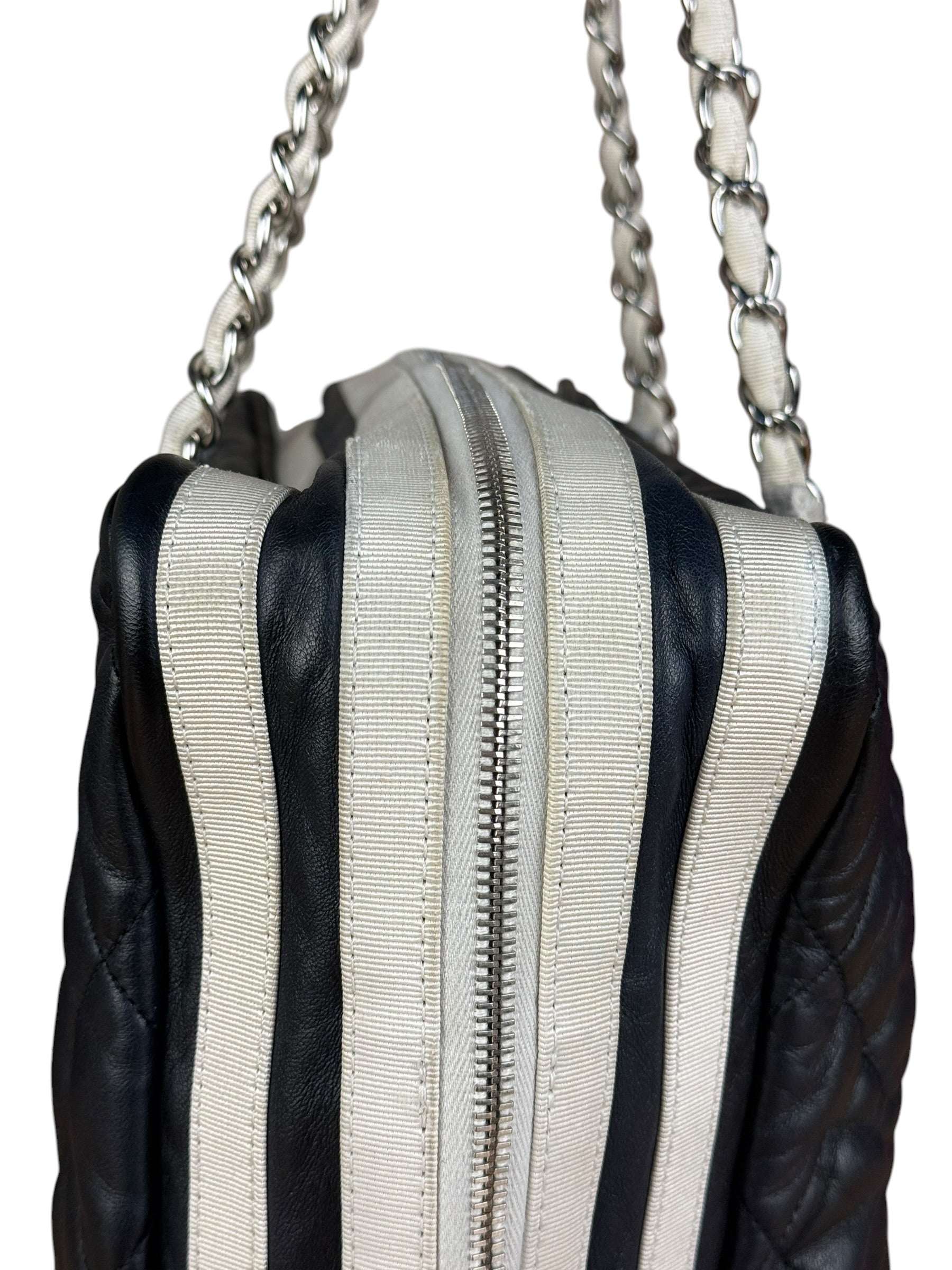 Chanel Navy Quilted Leather Lido Chain Shoulder Tote 2009