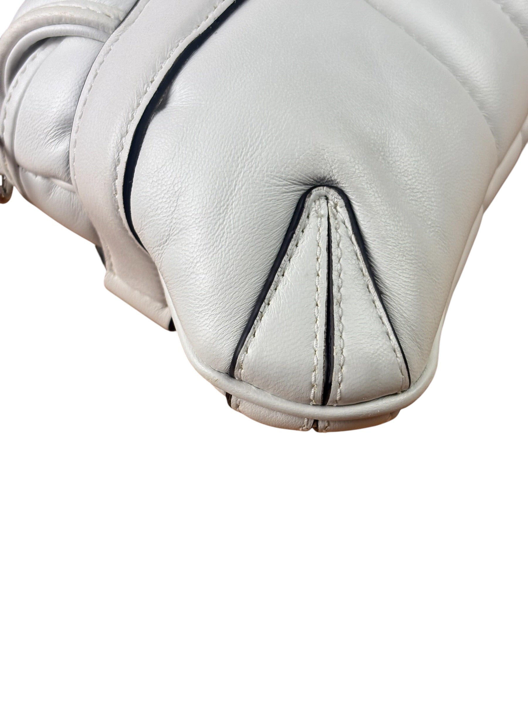 Gucci White Leather Horsebit Shoulder Bag