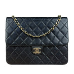 Chanel Black Diamond Stitch Lambskin Square Flap 1988
