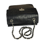 Chanel Black Lambskin Chocolate Bar Quilted Chain Shoulder Bag 2000