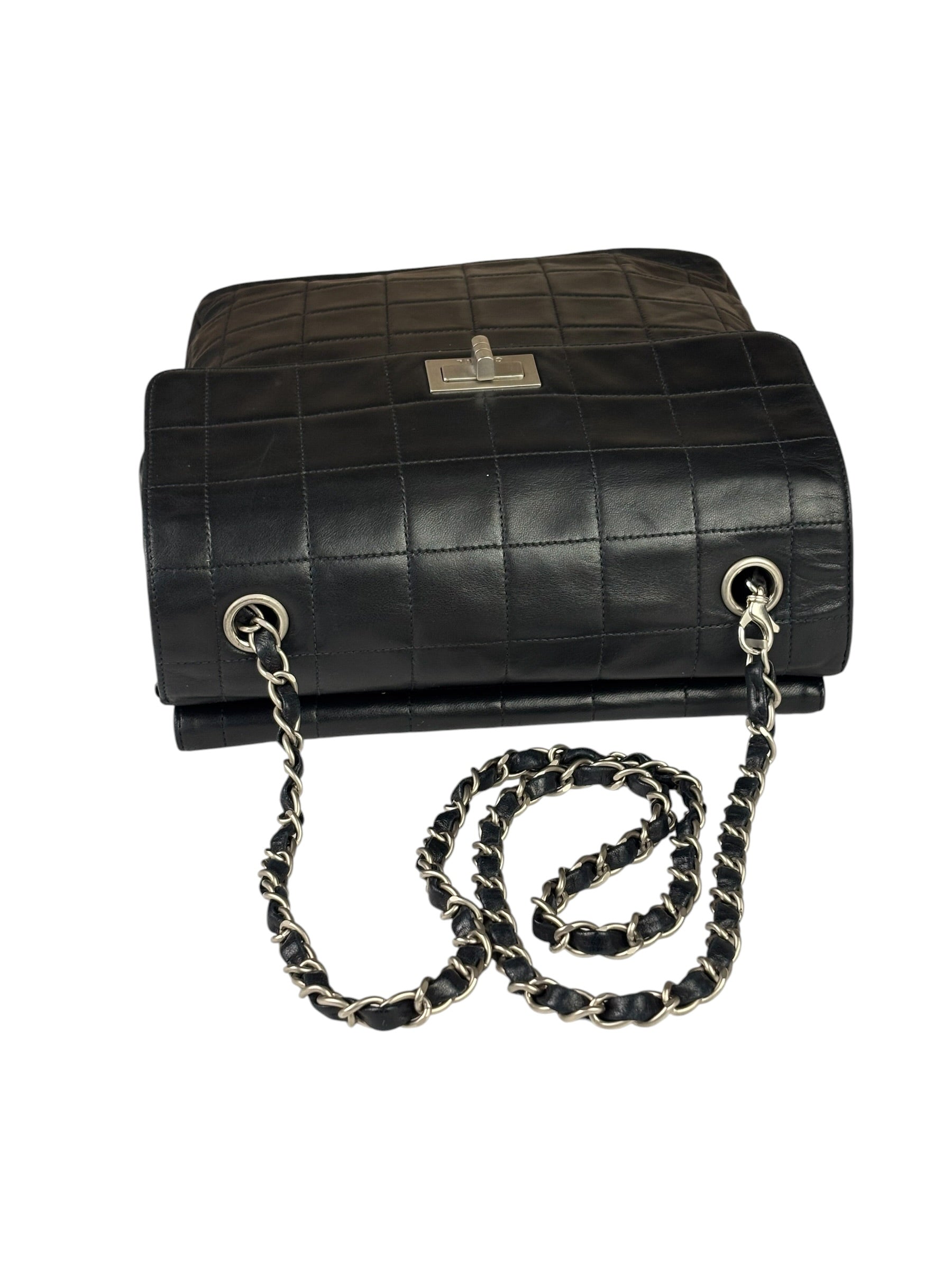 Chanel Black Lambskin Chocolate Bar Quilted Chain Shoulder Bag 2000