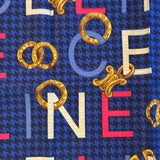 Celine Vintage Blue Paris Cotton Square Handkerchief