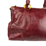 Miu Miu Amaranth Vitello Shine Leather Double Zip 2Way Handbag