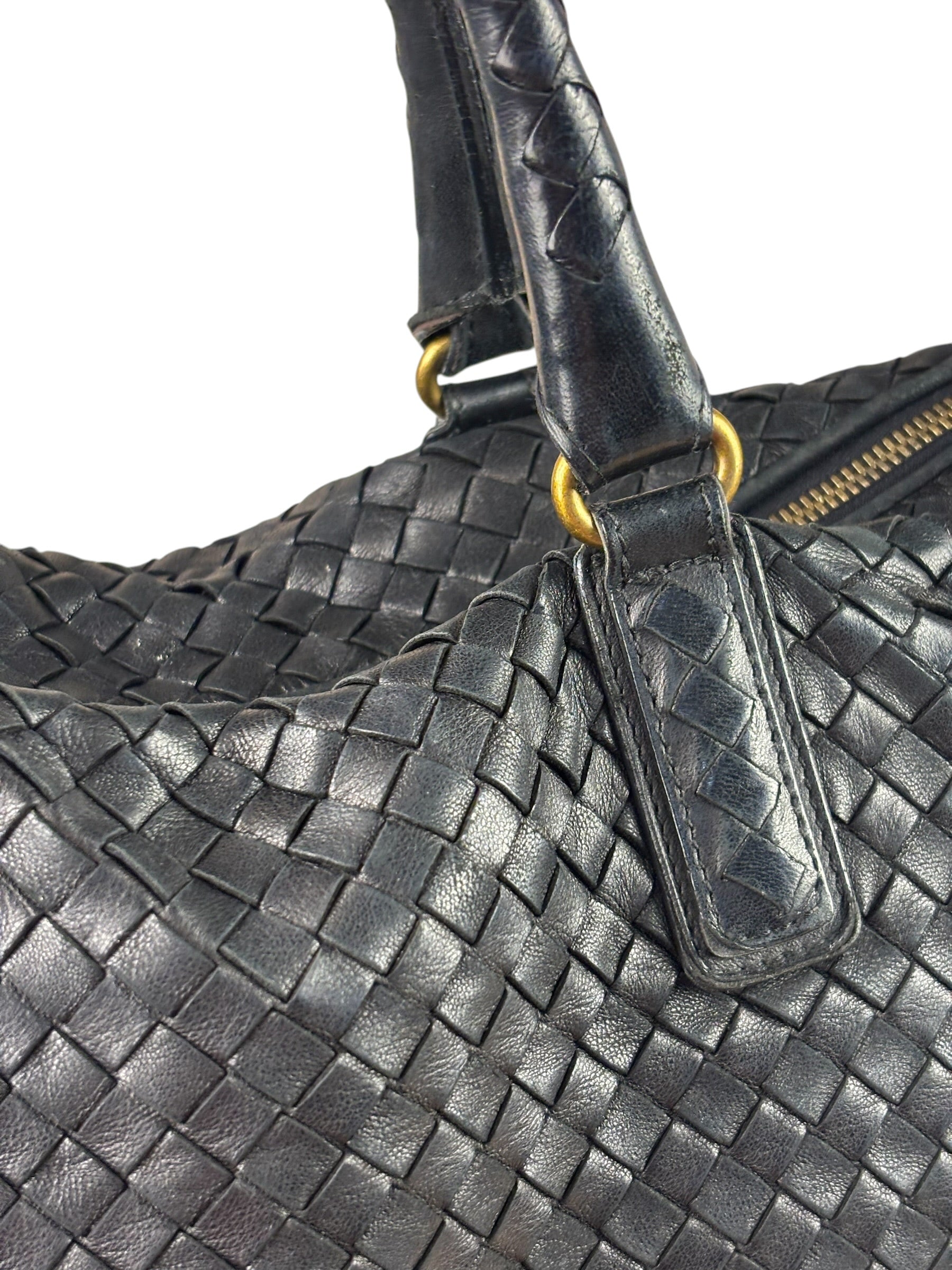 Bottega Veneta Black Intrecciato Large Handbag