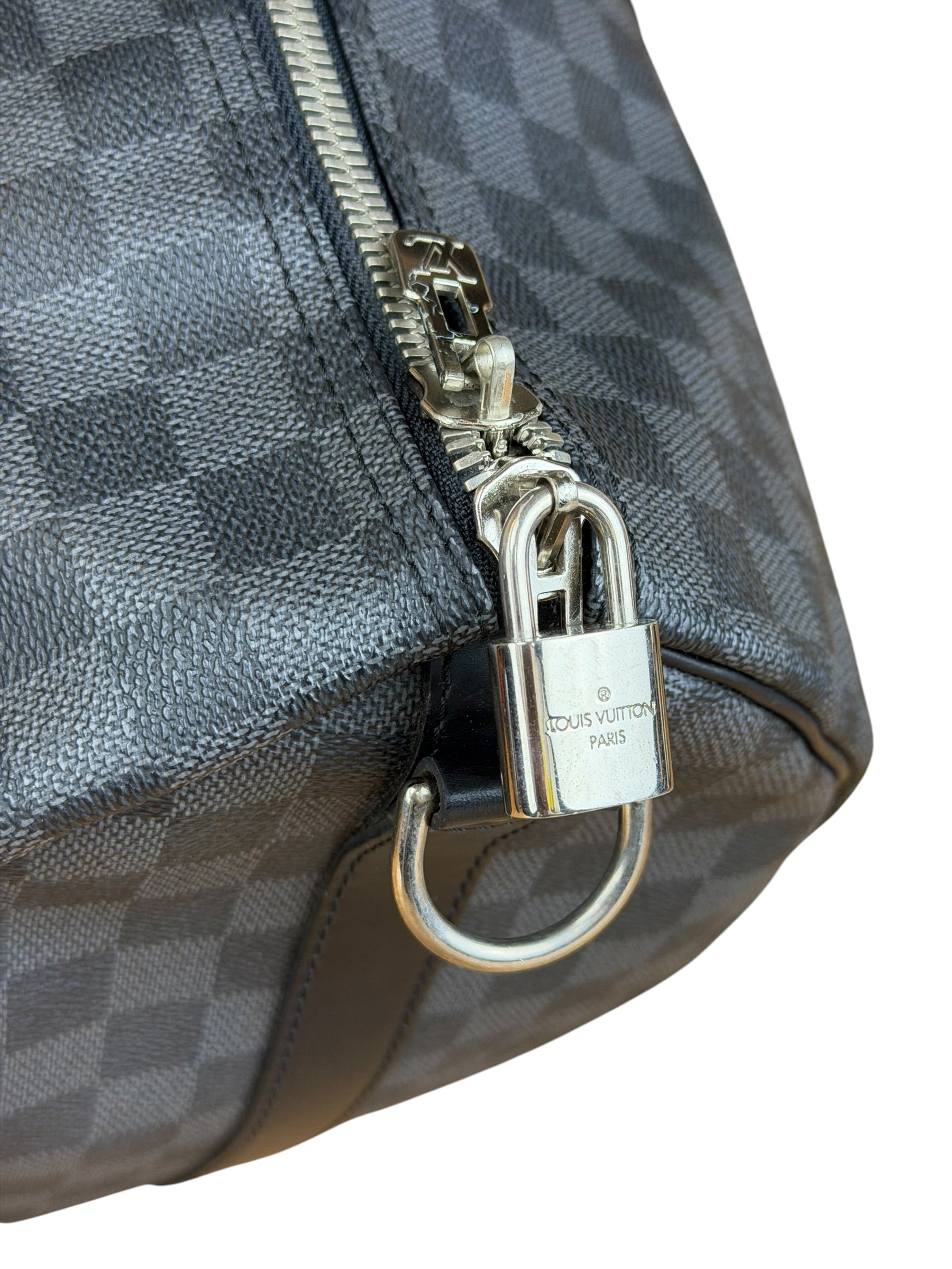 Louis Vuitton Canvas Damier Graphite Keepall Bandouliere Hand Bag