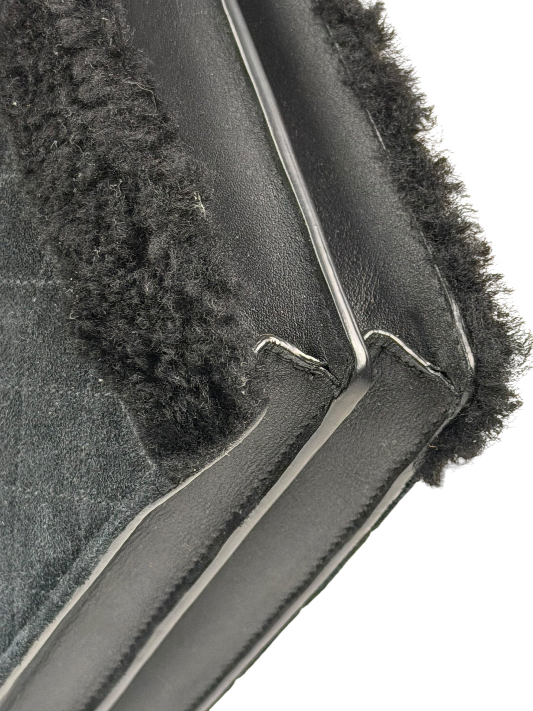 YSL Bicolor Quilted-Suede Shearling Gaby Shoulder Bag