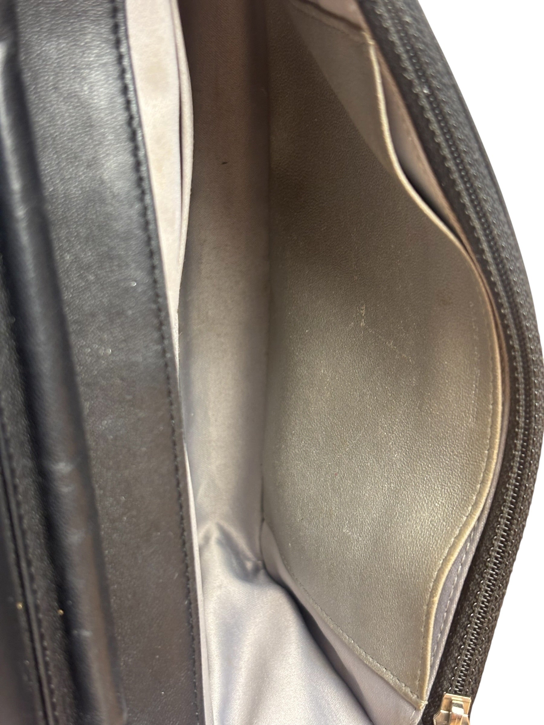 Chanel Black Leather Camellia Embossed Chain Wallet 2012