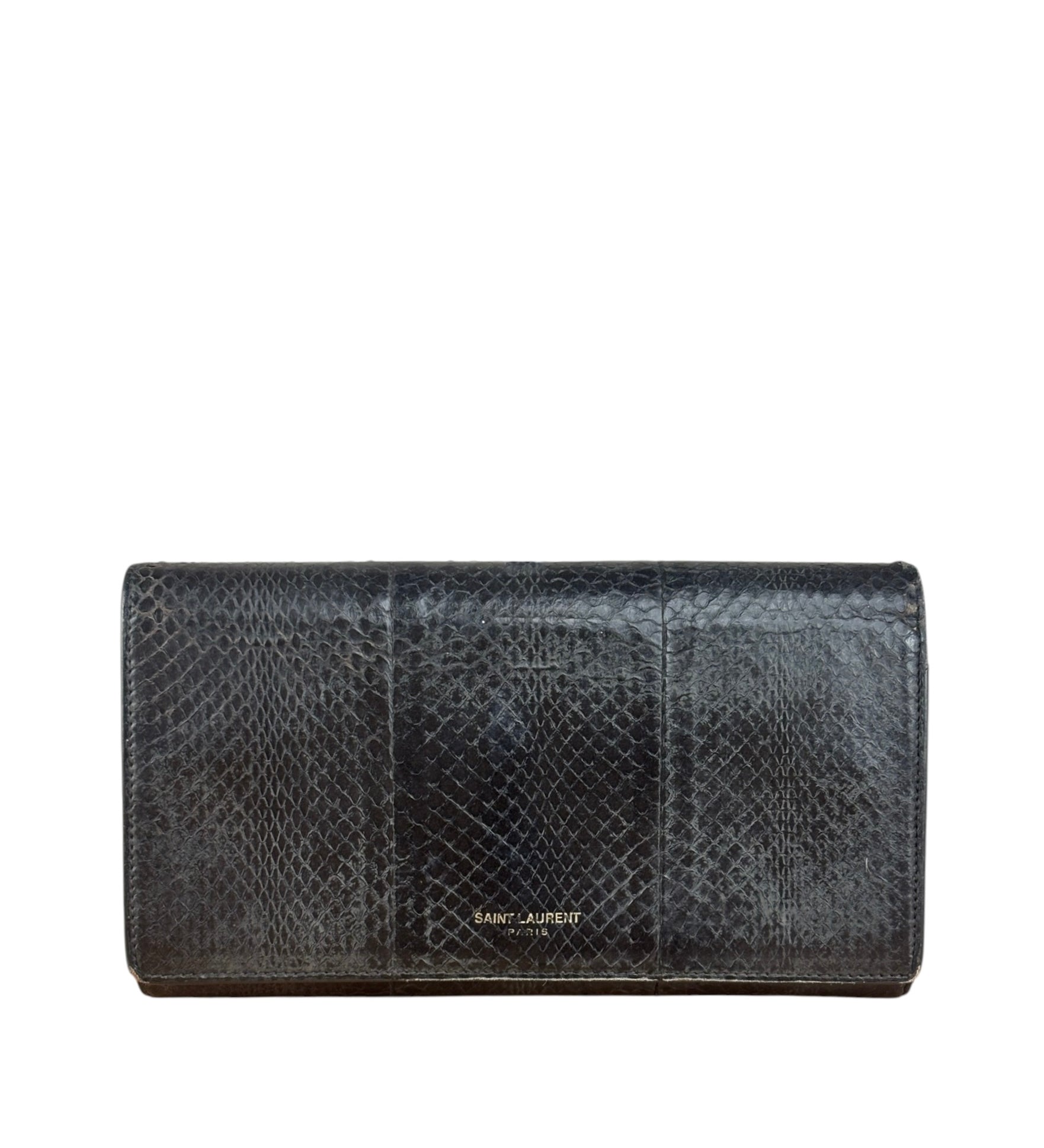 Yves Saint Laurent Black Python Embossed Wallet