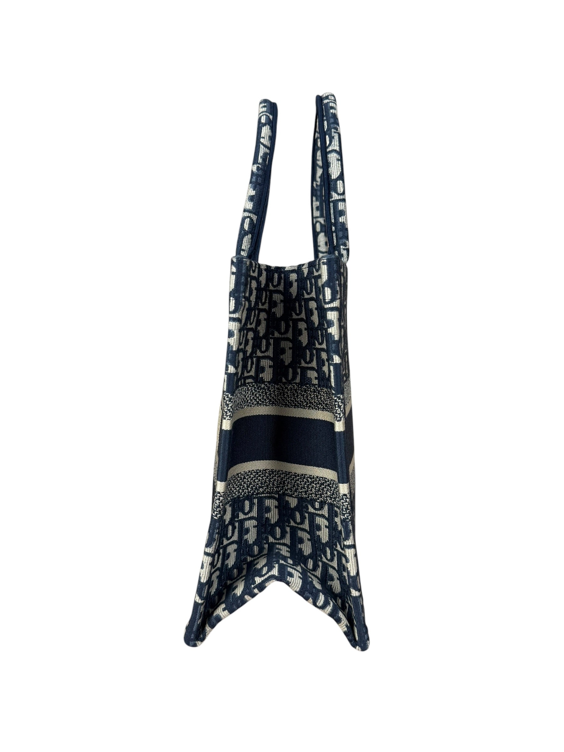 Christian Dior Navy Ecru Oblique Small Book Tote