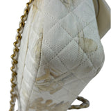 Chanel White Denim/Leather Trim Greek Collection Flower Double Flap Bag 2018
